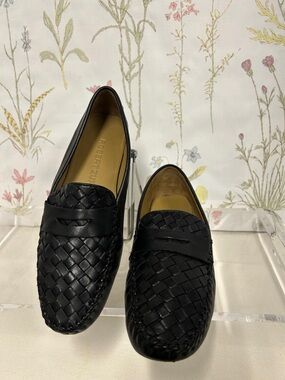 Robert Zur Black Woven Leather Penny Loafers
